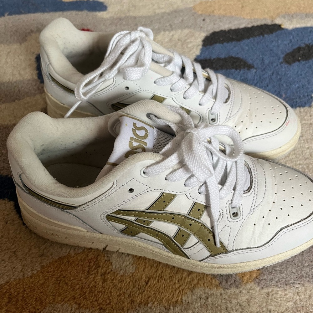 Asics White Sneakers with Gold Details